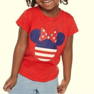 Disney's Minnie Mouse Baby Toddler Girl 18M Graphic Tee Red Blue White USA Bow